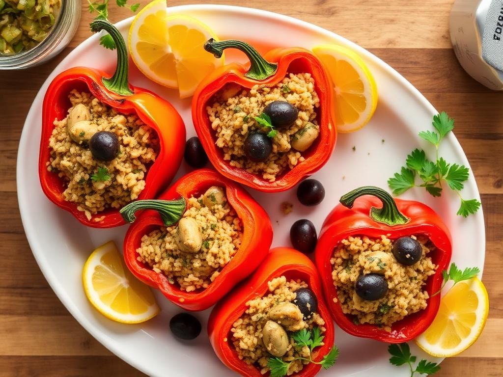 Artichoke & Olive Stuffed Peppers